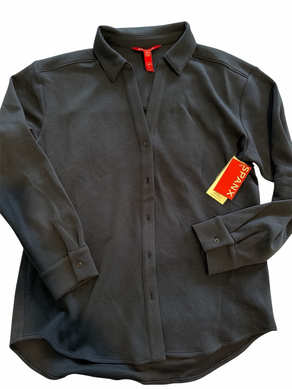 NWT SPANX Womens Timeless oversized button down. Navy XS
